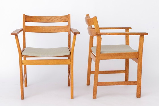 Image 1 of Set of 6 Kurt Østervig Oak Dining Chairs for KP Møbler, Danish Mid Century Chairs 1960s, Arm & Side Chairs