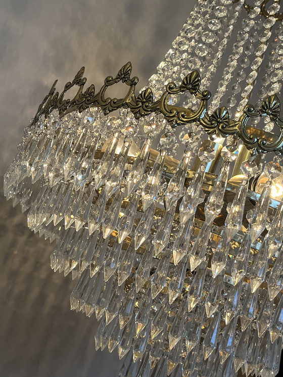 Image 1 of Lustre vintage en cristal avec pendentifs