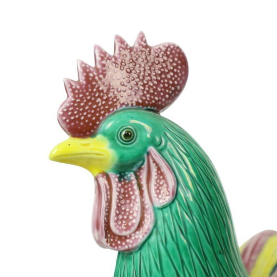Image 1 of Coq en porcelaine polychrome émaillée