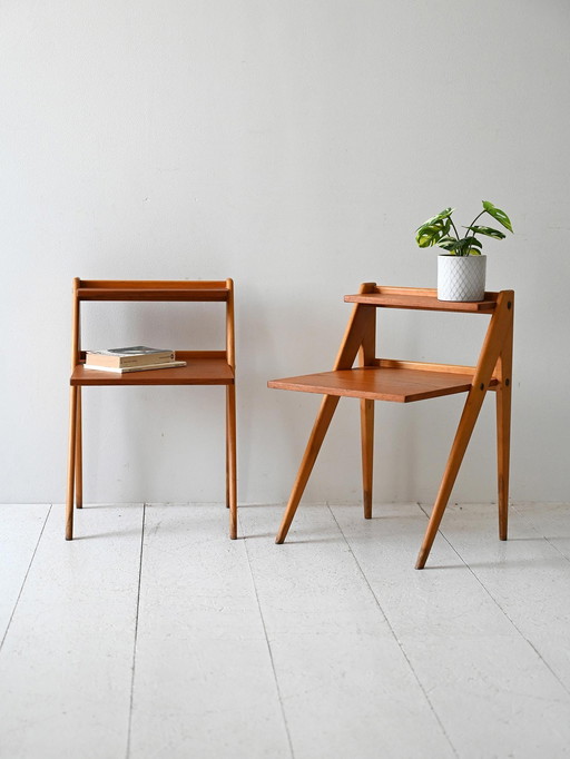 Pair of 1960s Scandinavian Teak Nightstands with Shelves