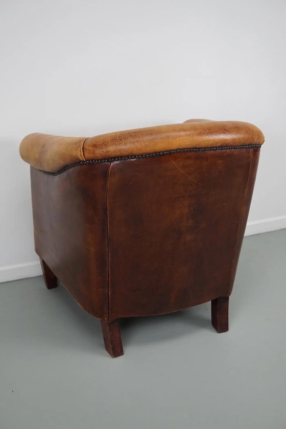 Image 1 of Vintage Nederlandse cognackleurige leren clubfauteuil