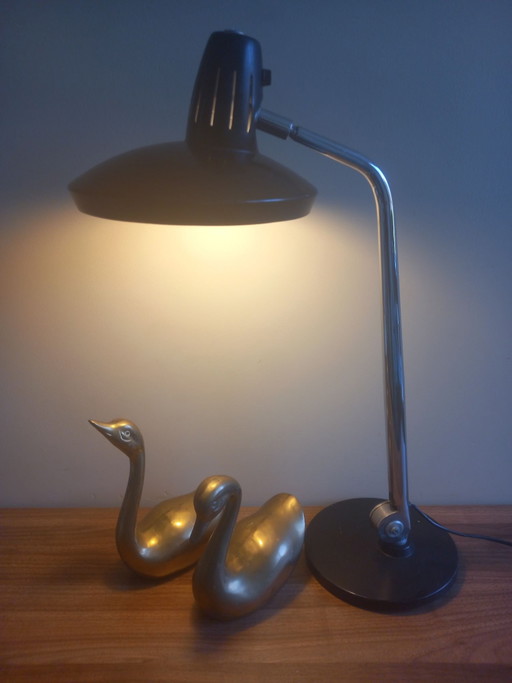Vintage Fase Madrid "Fazo" Desk Lamp – 60s/70s Design – Black/Chrome