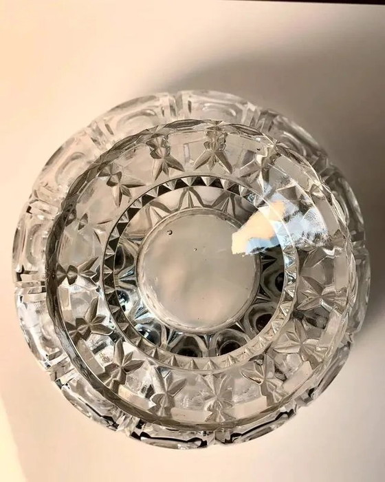 Cut and engraved crystal footed bowl, floral decoration – classic style / centrepiece - 20th century – Glass (photo 5 of 7)