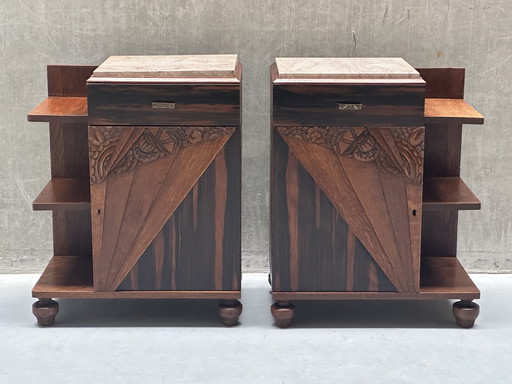Set aus 2 Nachttischen im Art-Deco-/Jugendstil