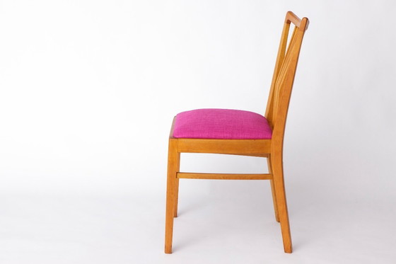 Image 1 of Vintage Magenta Upholstered Beech Dining Chair – Germany, 1960s–1970s
