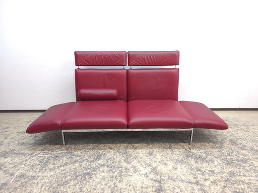 Divano funzionale Brühl Roro, divano letto in pelle, divano rosso