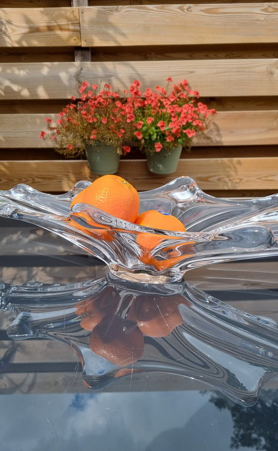 Image 1 of Art Vannes designer Pierre d'Avesn vintage signed French crystal bowl, 1960s