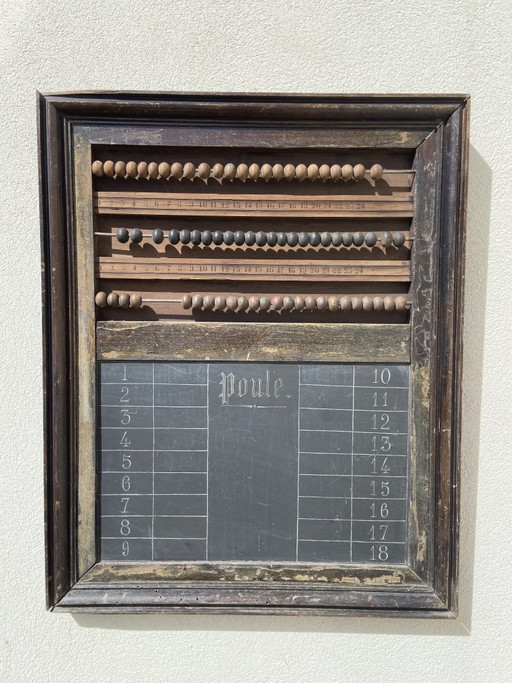 Tabellone segnapunti da biliardo francese antico in legno – Pezzo da parete per caffè/bistrot, circa 1900