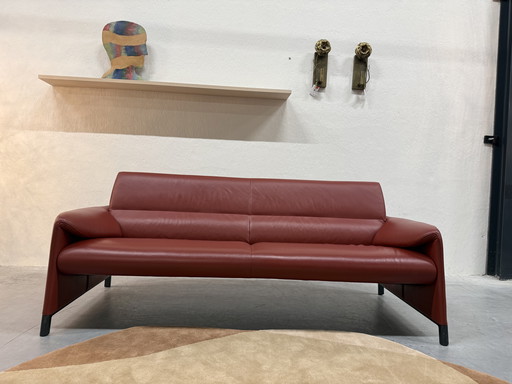 Leolux Felizia 3-Sitzer-Sofa, niedrig, rotes Leder
