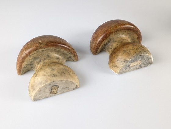 Image 1 of Fermalibri a forma di fungo in alabastro, Italia, anni '60