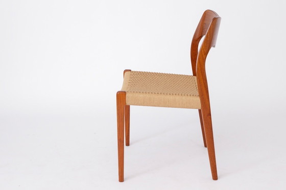 Image 1 of Niels Otto Møller Model 71 Chair (With Repair) in Teak with New Danish Cord, Danish Mid-Century Dining Chair, Denmark 1950s