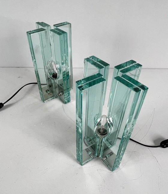 Image 1 of Set van 2 tafellampen/glasobjecten van Giorgio Reggiori voor Gallotti & Radice, jaren 1960, Italië