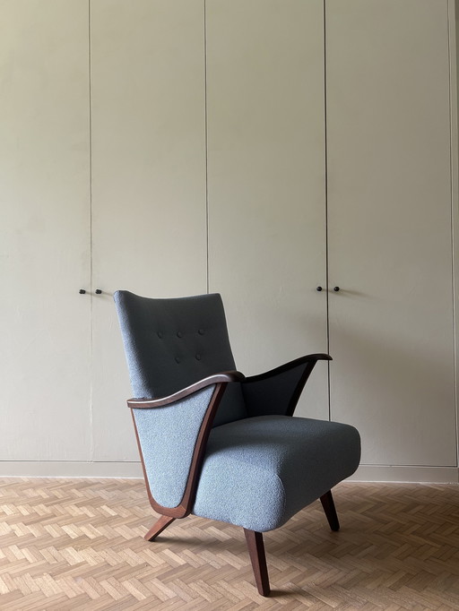 Chaise longue danoise du Mid Century, entièrement retapissée