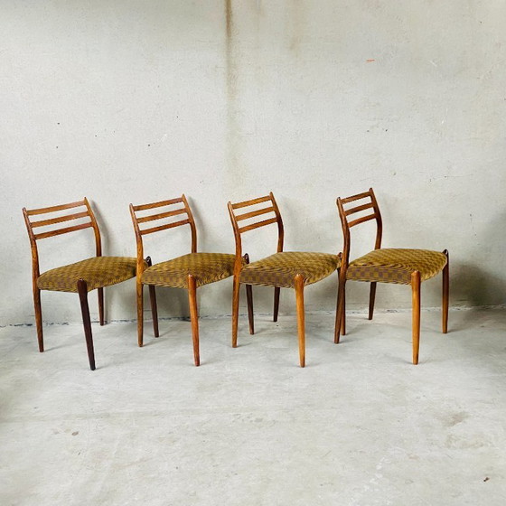 Image 1 of Sedie da pranzo Niels O. Møller Palissander modello 78 di J.L. Møller Möbelfabrik, Danimarca 1962