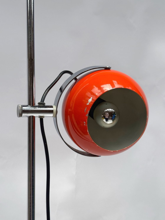 Image 1 of Vintage Space Age Oogbol Vloerlamp | Anvia Almelo | Oranje Nederlands Design