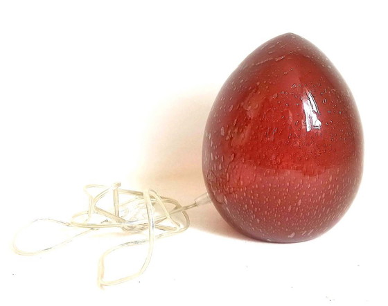 Eivormige Tafellamp Hoogte 23,6 cm, Tafellampen, Glas, Rood, Design (foto 2 van 13)
