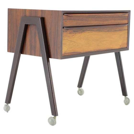 Image 1 of Gerestaureerde Deense naaikast op wielen in mid-century modern stijl, gemaakt van palissanderhout, jaren 60.