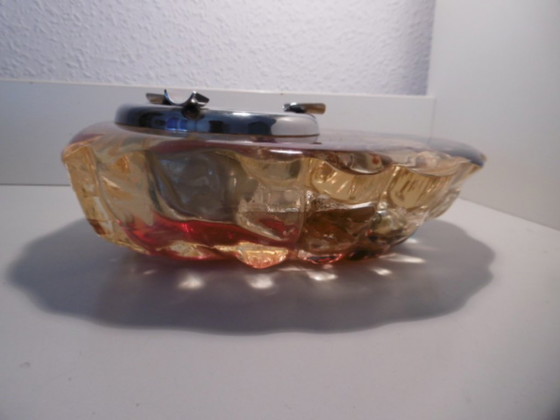 Posacenere vintage anni '60 con decoro marino in resina e metallo, Accessori da tavola, Plastica, Trasparente (foto 6 di 8)