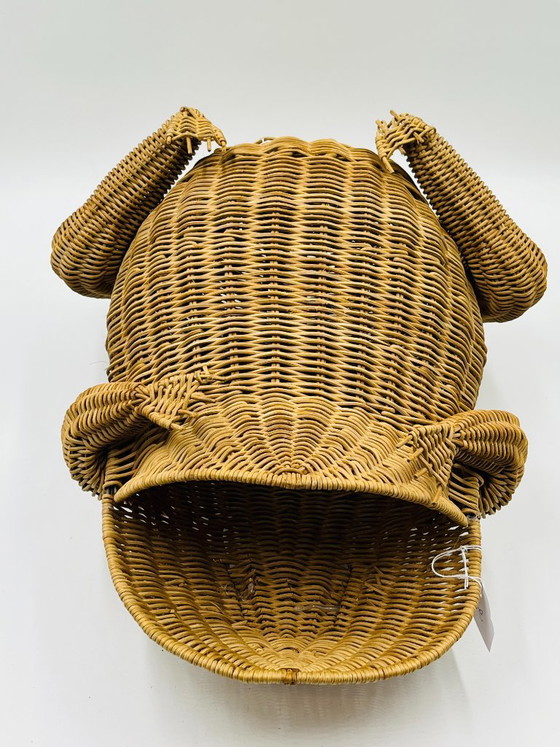 Portariviste in vimini a forma di rana, opera di Olivier Cajan, 1970. – Oggetti decorativi, Rattan (photo 12 of 13)