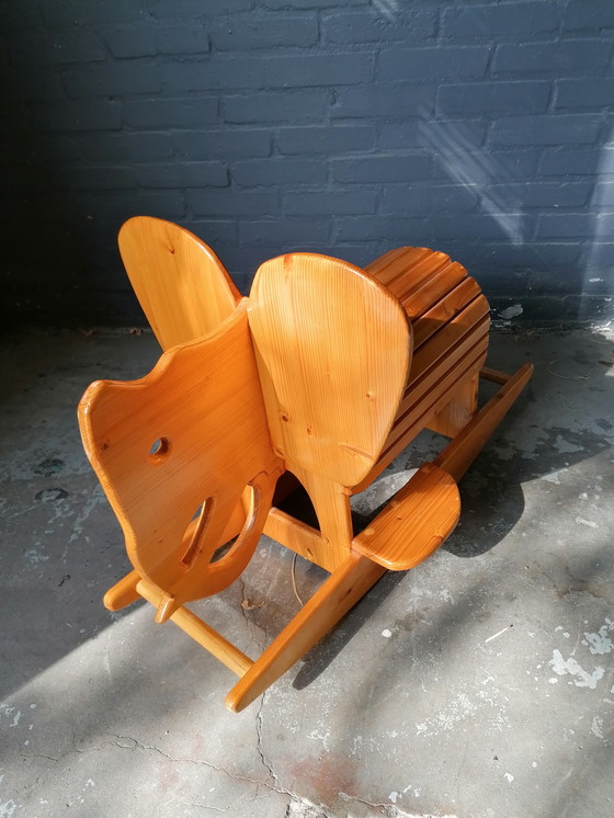 Image 1 of Scandinavische Schommelende Olifant Houten Vintage Kinderspeelgoed