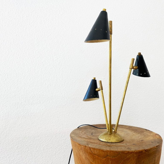 Image 1 of Lampada italiana in ottone a tre teste, design anni '50
