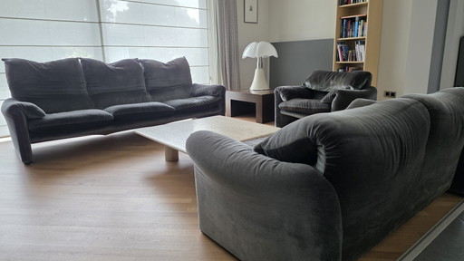 Bankstel Met 3-Zit, 2-Zit En Loungezit Maralunga Van Cassina – Velvet, Textile (photo 2 of 7)