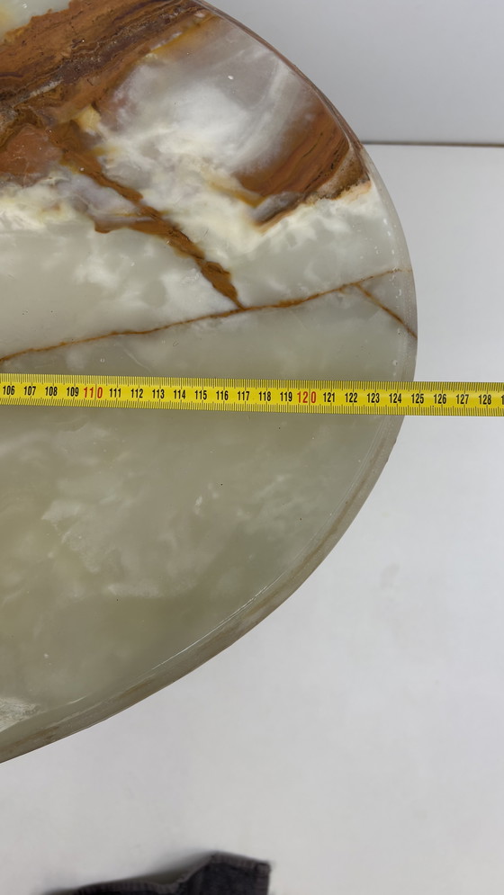 Image 1 of Tavolino da caffè vintage in pietra naturale, ottone e marmo onice