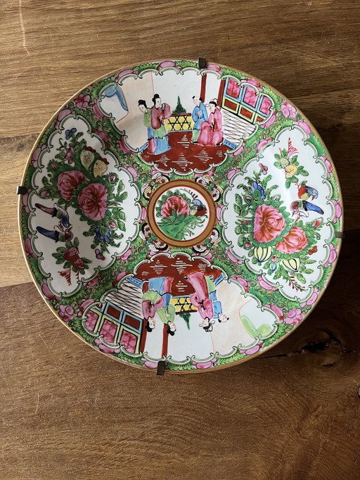Piatto da parete cinese antico, dipinto a mano