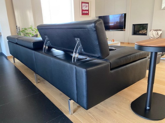 Image 1 of Salón de diseño Jori Shiva – 310 cm con sillón + puf grande – Piel Fuerte (negro) – Excelente estado