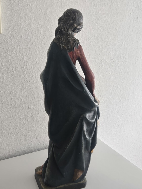 Grande Sculpture en Bois d'Oberammergau Ste Catherine 55cm Tilleul Sculpté Main Env. Années 1970 – Wood (photo 6 of 13)
