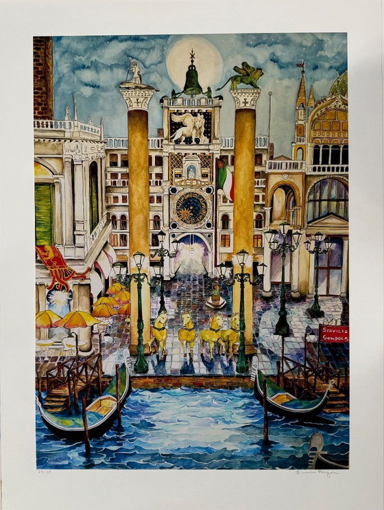 Image 1 of Linnea Pergola: "Cuatro caballos de San Marcos". Giclée, firmada a mano. Edición 28/50, 2019.