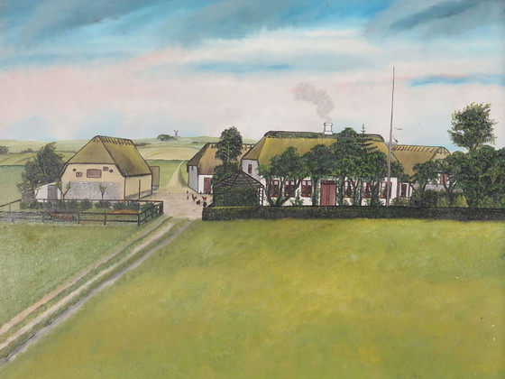 Image 1 of Tableau "La ferme", design scandinave, années 1970