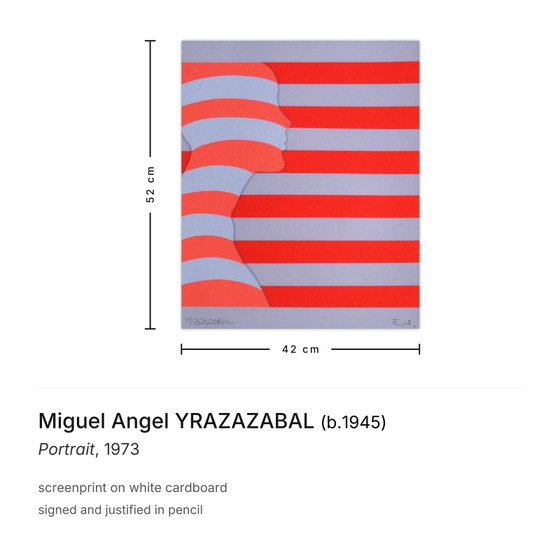 Portrait sérigraphié signé par Miguel Angel Yrazazabal, 1973 – Lithographies et sérigraphies, Paper (photo 3 of 5)