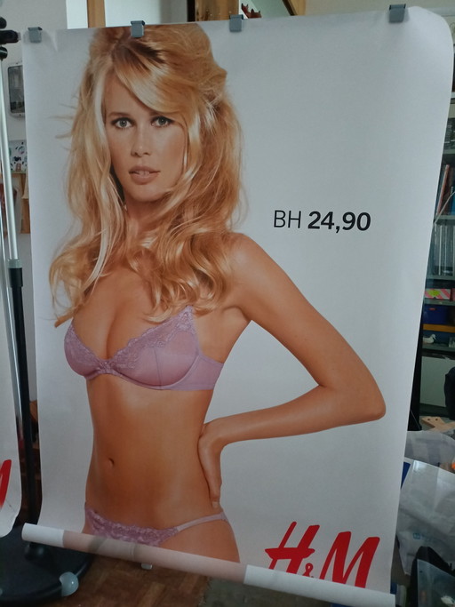 Vintage Abri-Poster Claudia Schiffer für H&M aus den 90er Jahren