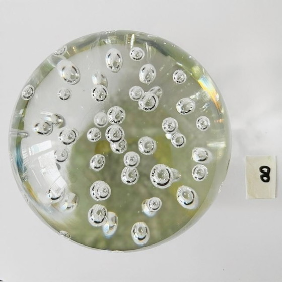 Image 1 of Fermacarte vintage in cristallo trasparente con campane Hollywood Regency