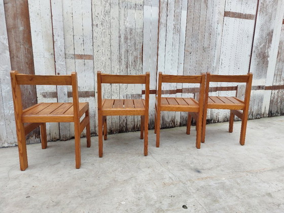 Image 1 of Minimalistische Holzstühle, 1970er Jahre, Satz von 4