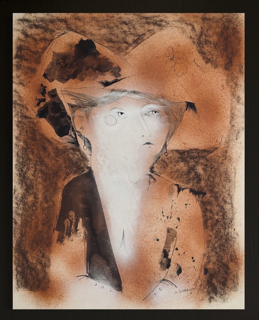 Robert Detheux rare peinture surréaliste de 1966