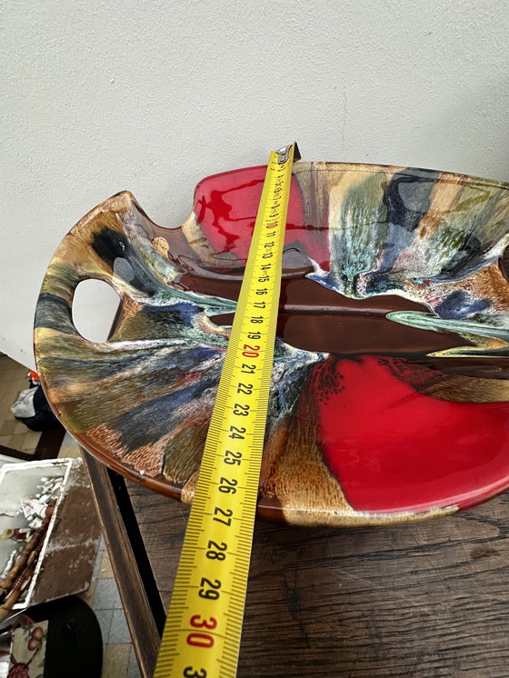 Image 1 of Beautiful vintage glazed ceramic bowl/centerpiece attributed to Vallauris