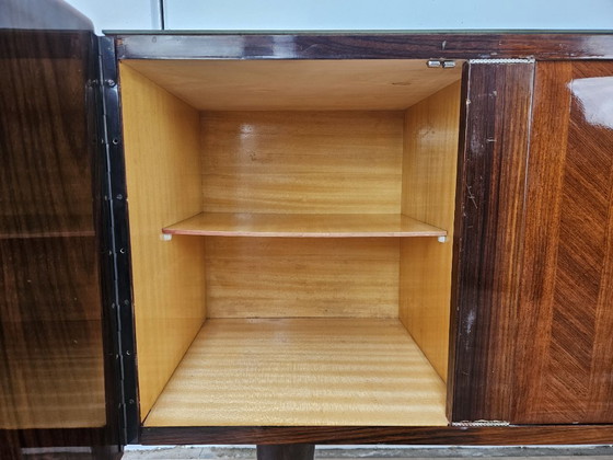 Image 1 of Mahogany-clad sideboard with glass top