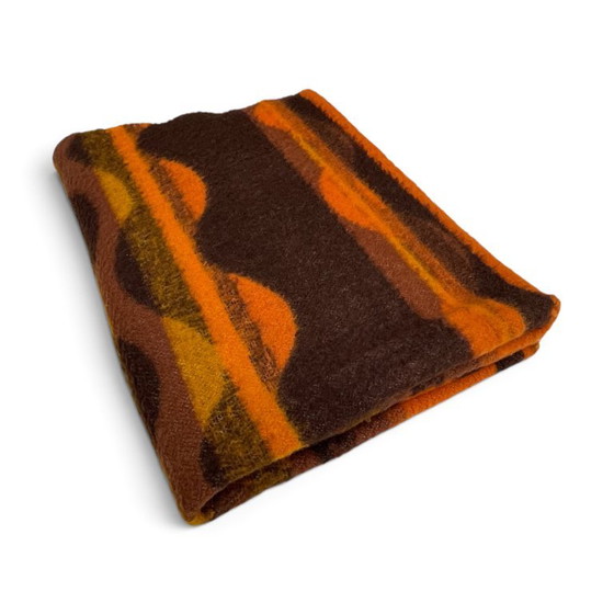 Aabe Zuiver Scheerwol Oranje En Bruine Wollen Deken Jaren 70 – Decoratieve objecten, Wool (photo 4 of 13)