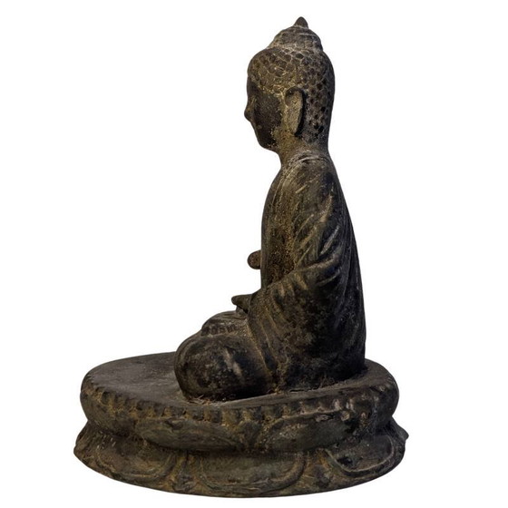 LOTE 122 – Buda tibetano de bronce, figura ritual fragmentaria con signos de uso – Esculturas, Bronze (photo 7 of 10)