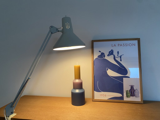 Vintage gray architect's lamp - 1970s - industrial lighting - retro desk lamp