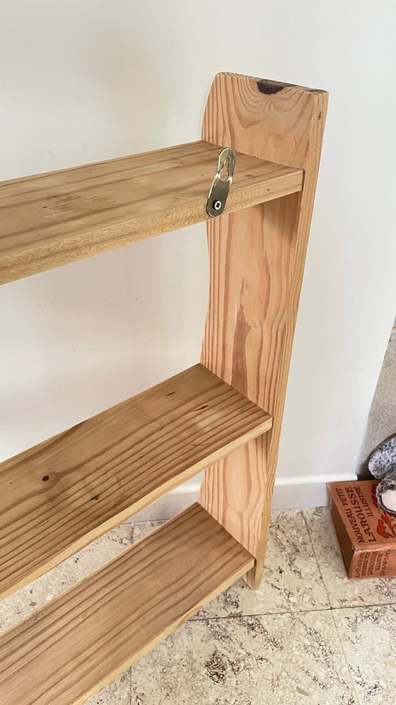 Image 1 of Scaffale vintage in legno grezzo a 3 ripiani