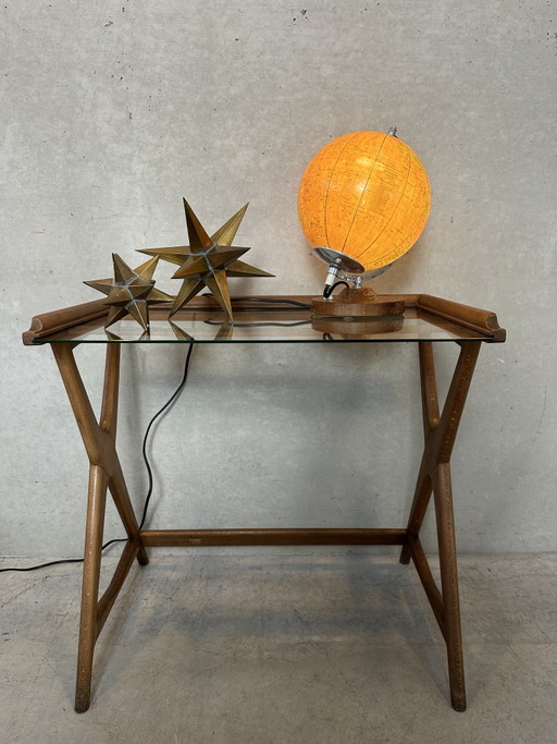 Vintage Wereldbol 1980/ Verlichting - Glas