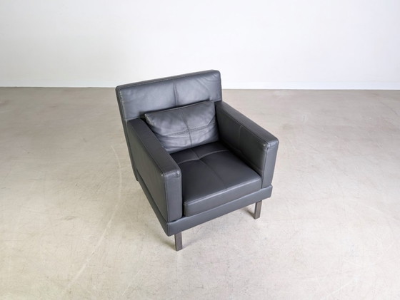 Image 1 of 2x Originele Brühl Amber fauteuil leder grijs design