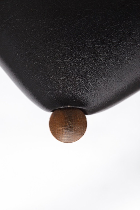 Image 1 of Set of 2 Vintage German Chairs, 1960s Beechwood, Black Faux Leather, Mid-Century Style