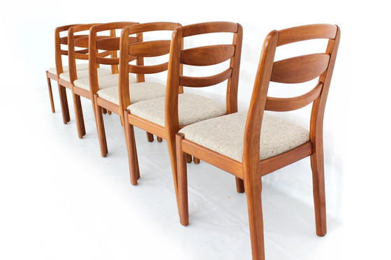 Image 1 of as new, Holstebro Danish Dining Chairs / Vintage Dining Chair in Teak and new Virgin Wool Cover