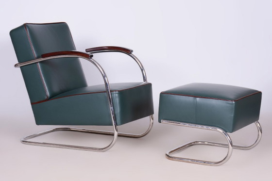 Restored Bauhaus Stool, by Robert Slezák, Chrome, Leather, Czech, 1930s (photo 6 of 20)