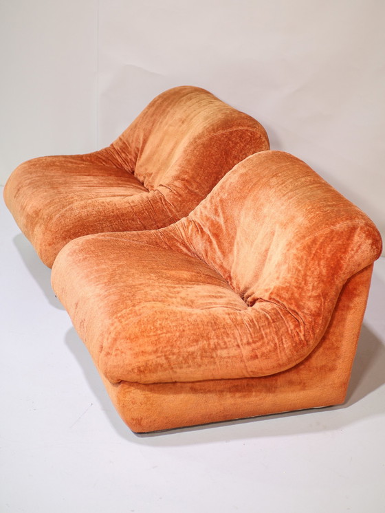 Image 1 of (2x) Italian Armchair Orange Vintage 1970s