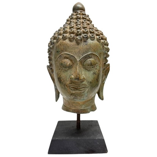 Antiker Bronze-Buddha-Kopf – Thailand – 19. Jahrhundert – Los 452